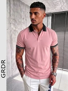 GRDR 男士时尚 Polo 短袖 T 恤 | 精致设计 | 夏季必备 | 百搭易配 | 展现您的风格 - 粉色 - 查看 2
