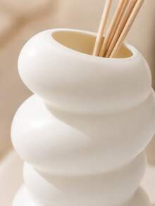 1pc Ins Cream 4-Layer Spiral Pebble Matte White Reed Diffuser Bottle, Abstract Stacked Stone Sculpture, Dual Use For Reed Sticks & Dried Florals, Soft Aroma Decor For Bedroom Nightstand Bathroom Sink Living Room Sideboard Airbnb - Four-egg Aromatherapy Bottle - View 6