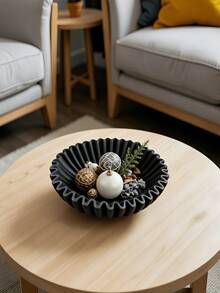 1件波浪紋理樹脂裝飾碗，鍍金雕花設計，精巧 15*5cm，桌面收納與裝飾雙用奢華擺飾，適用於客廳、浴室、玄關、餐桌，適合個人使用或送禮 - 多款2 - 查看 7