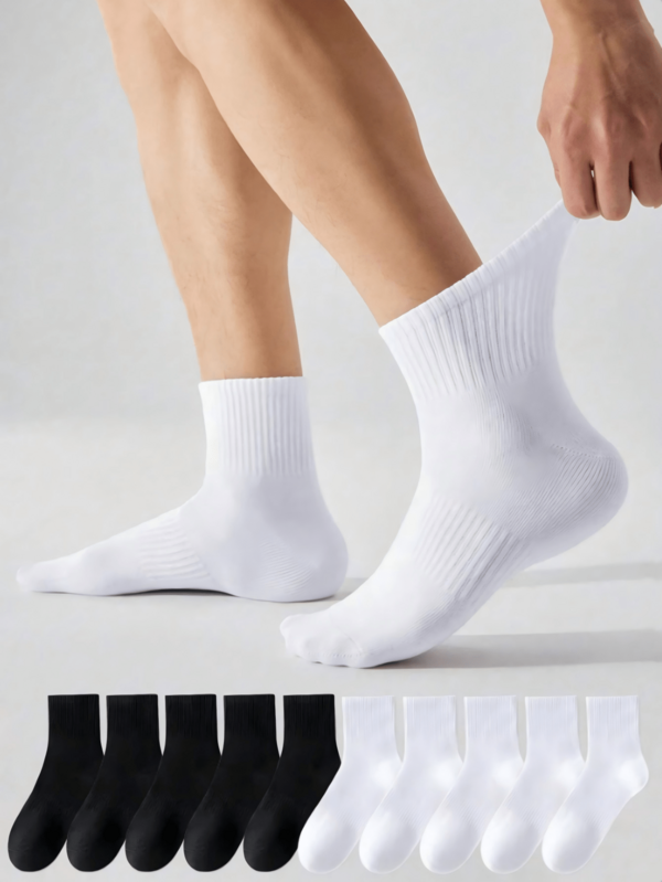 5/10/15/20/30/40 Pairs Solid Color Sports Short Socks, Black & White Minimalist Style, Men's Ultra-Thin Breathable Summer Socks, Anti-Slip Wear-Resistant Compression Basketball Socks