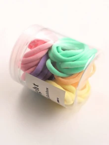 50條/罐 女款基礎高彈性髮圈,適用於馬尾,女款髮飾馬尾髮圈髮帶橡皮筋髮圈 - 黑色50pcs - 查看 11