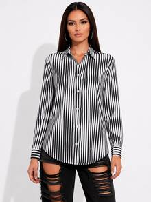 Women's Long-Sleeved Striped Linen Shirt In Colorful And Vibrant Leopard Print. - Therefore 1 - View 1