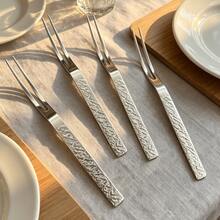 1/6/12pcs 304 Stainless Steel Fork Set, Polished Surface Tableware, Includes Small Forks And Fruit Forks, Suitable For Home, Restaurant, Kitchen, Daily Dining, Birthday Party And Holiday Gathering - Light Grey - View 1