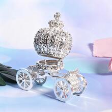 Waltz&F  Silver Carriage Set With Diamonds Jewelry Holder Trinket Box Animal Jewelry Box Bejeweled Hand-Painted Ring Holder Animal Figurines Jewelry Box - 1PC - View 4