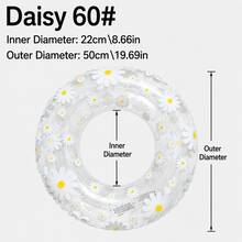 Inflatable Daisy Swim Ring, PVC Material Inflatable Pool Float, Pool Tube, Adult Beach Swimming Party Float, Summer Beach Bachelor Party Pool Party Supplies - White - View 9