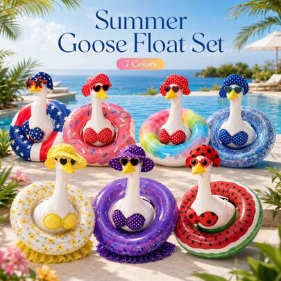 Porch Goose Clothing Summer Beach Bikini Goose Clothing Set Outdoor Pool Swimsuit Dress Up, Swimming Ring, Water Queuing Supplies, Suitable For Summer Pool, Beach