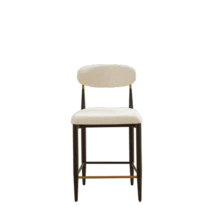 Set Of 2 French Country Style Bar Stools, Upholstered, With Ergonomic Curved Backrest, Contrasting Black And Coffee Frame And Cream Fabric Cushion, For Island/Open Bar. - Beige - View 8