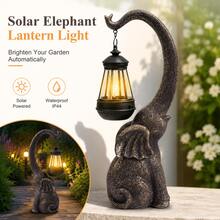 Bronze Elephant Lantern Garden Statue, Resin Hanging Lamp Decor For Patio Lawn Yard, IP44 Waterproof - 青銅象燈 - 查看 1