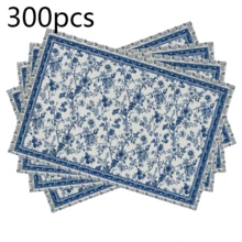 Rectangular Polyester Placemat, Blue And White Chinese Peony Floral And Blue Border Print, Waterproof Heat-Resistant Washable Table Decor Mat, Suitable For Table Decoration And Heat Insulation - Multicolor - View 13