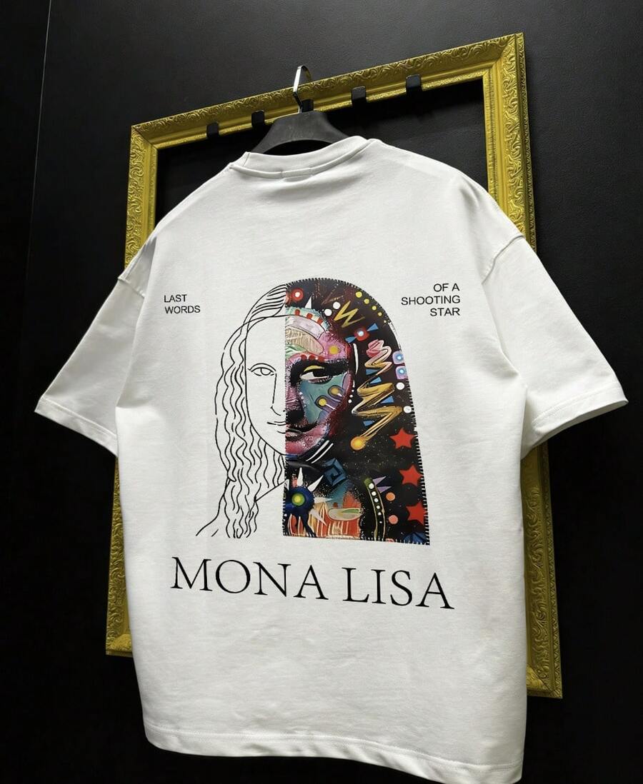 Camiseta casual de cuello redondo y manga corta con gráfico artístico y de arte pop callejero minimalista para hombres - Blanco - Ver 1