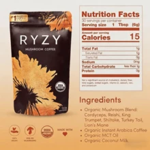 Mushroom Coffee USDA Organic With 6 Adaptogenic Mushrooms And MCT Oil, USA Grown Instant Coffee For Better Energy, Focus, Digestion, Immunity With Turkey Tail, Shiitake, Lion's Mane, 30 Servings - 3 件裝 - 查看 2