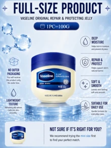 Vaseline Classic Repair Jelly Original 50g/100g, Repairs Dry Hands, Peeling Heels, And Rough Joints, Deeply Moisturizes, Soothes Extremely Dry Skin, Suitable For All Skin Types - 彩色 - 查看 4