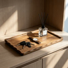Khay gỗ hình chữ nhật ren sáng tạo cỡ lớn - Khay mặt bàn phòng tắm, khay trang điểm, khay đựng nước hoa, khay trang trí, giá đựng trang sức bằng gỗ, dùng để sắp xếp và trang trí nhà cửa, khay phòng tắm | Lựa chọn lưu trữ nhà cửa thanh lịch, trang trí nhà cửa, phụ kiện phòng tắm, Halloween/Ngày Các Thánh/Ngày Lễ Các Thánh - màu nâu - Xem 8