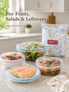 300PCS Disposable Elastic Bowl Covers, Stretch Food Covers For Plates, Bowls, Fruits, Salads And Leftovers, Clear Plastic Wrap Covers, Kitchen Storage Covers, Food Packaging Covers For Home, Picnic, Party And Daily Use - View 2