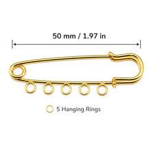 5/10/20/30/40/50/100 Pcs Gold Safety Pin Brooches With 5 Hanging Loops, 50mm DIY Charm Connector Pins For Jewelry Making, Crafts, Scarves And Sweaters - Gold - View 2