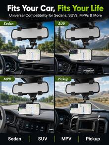 360° Rotatable Car Rearview Mirror Phone Holder Universal Smartphone Mount With Adjustable Arm, Strong Clamp, Non-Slip Grip, Suitable For 4-6.5 Inch Phones, GPS Navigation Holder, Universal Navigation Clamp - Rearview Mirror Bracket - View 10