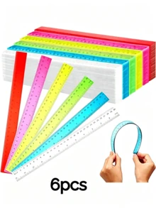 6/12/18 pezzi Righelli in plastica da 12 pollici - Righelli flessibili trasparenti multicolore con marcature in centimetri e pollici, adatti per aula, ufficio, regali per insegnanti e studenti per il ritorno a scuola - Righello colorato - Visualizzare 9