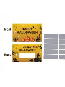 60/20pcs Halloween Theme Party Scratch Cards, Halloween Theme Greeting Cards - Cards With Pumpkin, Bat And Spider Patterns, Includes Scratch Film, Gift Raffle Tickets, Halloween Atmosphere Props, Theme Party Game Props, Suitable For Family Gathering Raffle Events, Holiday Party Props - Multicolor - View 7