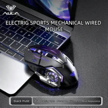 AULA Mouse Gaming, Laptop, Berkabel, Senyap, Mekanik, Makro Gaming, USB, Desktop, Pengaturan Pribadi, Pencahayaan, PC, Putih, Hitam - View 9