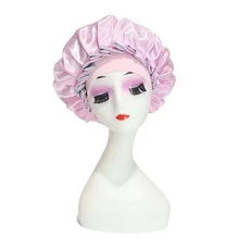 CONFLASS Bohemian Style Ruffle Double Layer Satin Sleep Bonnet, Soft Luxurious Reversible Silk Satin Hair Cap, Elastic Curly Hair Nighttime Hair Protection Cap - Multicolor - View 14