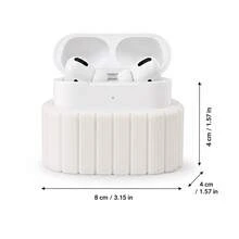 Support d'écouteurs sans fil, base de rangement d'écouteurs Bluetooth à rayures de colonne romaine, support fixe antidérapant minimaliste moderne, accessoire numérique blanc très attrayant pour bureau de bureau et coiffeuse - Voir 9
