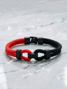 1Pc Two Tone Braided Rope Bracelet, Minimalist Infinity Knot Wristband With Black Easy Hook, Casual Fashion Hand Jewelry Gift For Men Women Daily Wear - 4mm Two-color Bracelet - View 16