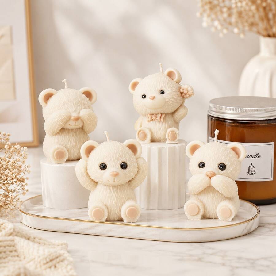 Zhonghui Mold 3D Cute Teddy Bear Silicone Mold, Animal Bear Candle Mold For DIY Scented Candles, Resin, Soap, Plaster, Handmade Gift And Home Decor Crafts