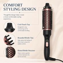 2-In-1 Heated Round Brush Curling Iron, 1.5 Inch Hot Comb, 30s Fast Heating, Volumizing Hair Styling Brush, Create Smooth Blowout Look, Root Lift, Natural Curls, Frizz Control, Women's Hair Styling Tool - Black - View 5