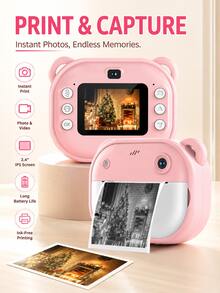 YAIUZGOO Instant Print Camera, 2.4" IPS Screen Digital Camera, Photo & Video Camera With Ink-Free Thermal Printing, Portable Kids-Style Camera With Instant Photo Printing, Rechargeable Digital Camera For Travel, Parties & Memories 1300mAh - View 2