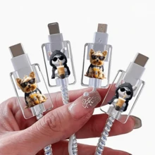 4 buah Pelindung Kabel Kucing, Kompatibel dengan Klip Penjepit Kabel Pengisi Daya Ponsel Apple iOS, Casing Pelindung, Pelindung Kabel Kucing Lucu, Hadiah untuk Teman, Hadiah Natal - MultiWarna - View 25