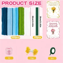 675件裝花束管毛絨花手工套裝,含賀卡與教學影片,全方位DIY花卉製作材料組,質感多色鬱金香配件包,高級雪尼爾桿手工套件 - 675件 - 查看 6