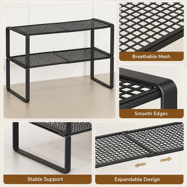 Over-The-Fridge Storage Rack, Double-Door Top Kitchen Countertop Multi-Layer Expandable Shelf For Microwave And Seasoning Storage