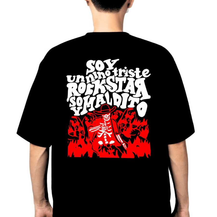 Playera casual hombre Playera% Algodón Peinado Con Temática Soy Un Niño Triste Maldito Camiseta Alta Calidad Ultra Suave Para Uso Diario, Eventos, Salidas, Regalo - Negro - Ver 1