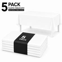 1/5 Pack White Plastic Tablecloths, Disposable Rectangular Tablecloths, 137x183cm Pure White Decorative Tablecloths, Suitable For Parties, Picnics, Birthdays, Weddings, Dinner Parties, Tabletop Decoration - Multicolor - View 9