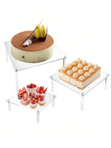 Transparent Square Acrylic Cake Stand, Wedding, Party, Dessert Display Rack - Multicolor - View 5