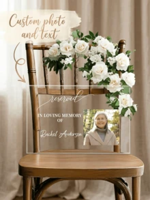 1pc Personalized Acrylic Memorial Wedding Chair Sign, Customizable Photo & Name, Love Memorial Reserved Seat Plaque, Funeral, Memorial Ceremony, Anniversary & Condolence Gift For Family And Friends - Multicolor - View 2