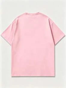 Double Sided UFO Alien Graphic Tee, Oversized Y2K Streetwear Summer Top For Men, Father Day 4th Of July Gift - 粉色 - 查看 4