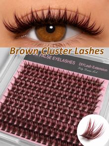 [Lowest Price In 30 Days]160pcs 60D-Curl Fluffy Brown Colored Lightweight Cluster False Eyelashes, Thick & Voluminous Individual Lashes, Natural Brown Makeup, Soft & Comfortable, Suitable Eyelash Extension At Home, Eyelash C - D 4 - 查看 4