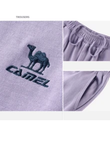 CAMEL CROWN Women's Spring/Autumn New Cotton Casual Jacket & Pants Set, Stand Collar Sweatshirt Sportswear 2 Pieces Set - Waffle Purple - View 4