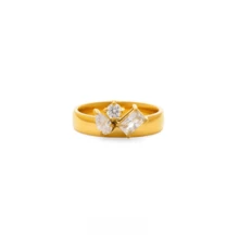 VKHK 1 pieza Anillo chapado en oro de 18K con circonita, adecuado para uso diario y bodas de mujeres, regalo - Multicolor - Ver 5