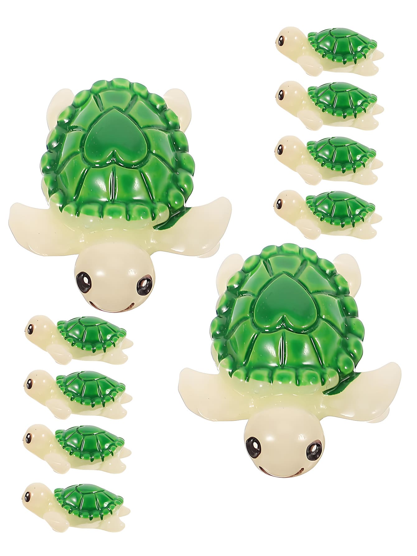 100/50/20/10/1個迷你綠色樹脂海龜,發光小型海洋動物擺飾,適合DIY仙女花園、盆栽植物裝飾、園藝裝飾、汽車內飾、派對與生日裝飾 - 彩色 - 查看 1