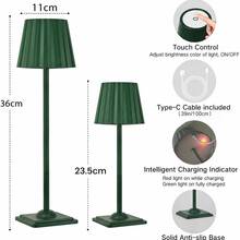 LED Smart High Brightness Desk Lamp, USB Rechargeable, Touch Control, 3-Color Light Modes, Compact Night Light, Vintage Pleated Solid Color Design, 2-In-1 Adjustable Height Lamp Base, Suitable For Bedroom, Living Room, Windowsill, Dining Room, Office, Eye-Protection Soft Light - Desk Lamp - View 9