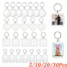 5/10/20/30Pcs Party Gift Creative Transparent Heart & Square Photo Frame Keychain Shell Acrylic Material Keychain Pendant Suitable For DIY Craft Enthusiasts, Placing Photos Of Loved Ones And Children, Phone And Car Key Pendant Decoration, Sister Gift, Christmas Gift - Multicolor - View 1