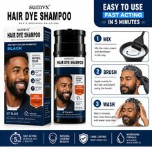 Men's Instant Black Beard Dye Shampoo - 5 Min Fast Acting, Keratin Power Complex, Covers Gray, Natural Look, Long Lasting - Black - View 7