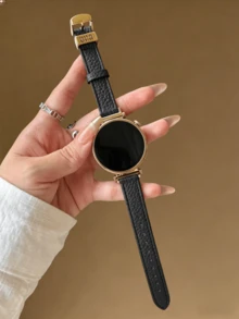 18mm 20mm 22mm Premium Microfiber Leather Watch Band, Adjustable Length, Compatible With Samsung Galaxy, Watches - Durable, Soft, Breathable - Black - View 6