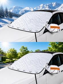 Pare-soleil de pare-brise avant de voiture, pare-soleil de pare-brise extérieur avec protection UV, rideau de soleil isolant thermique, couverture magnétique contre la neige, le givre et la glace, couverture de rétroviseur, imperméable et pliable toutes saisons, convient aux SUV et berlines, accessoires extérieurs de voiture - A - Voir 2