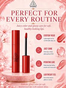 3CE Water Glow Lip Gloss #BREAK ME 5g, High Pigment, Buildable, Hydrating Without Drying, Brightens Complexion For Yellow Skin Tones - #BREAK ME - View 10