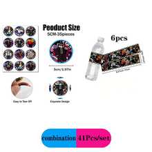 41pcs Set 35pcs 5cm Round Stickers + 6pcs Water Bottle Labels, Exquisite Roblox Game Character Printed Decorative Sticker Set, Cartoon Block Character Pattern Round Waterproof Water Bottle Stickers, Suitable For Children's Birthday Party Game Theme Party Favors Decoration - Forsaken Chance Water Bottle Label Stickers - View 4