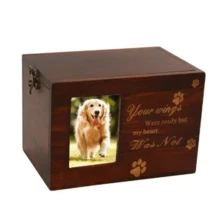Wooden Pet Memorial Urn Box With Photo Frame, Keepsake Box For Cat And Dog Ashes - 預設 - 查看 3