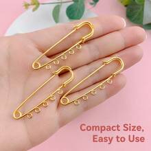 5/10/20/30/40/50/100 Pcs Gold Safety Pin Brooches With 5 Hanging Loops, 50mm DIY Charm Connector Pins For Jewelry Making, Crafts, Scarves And Sweaters - Gold - View 5